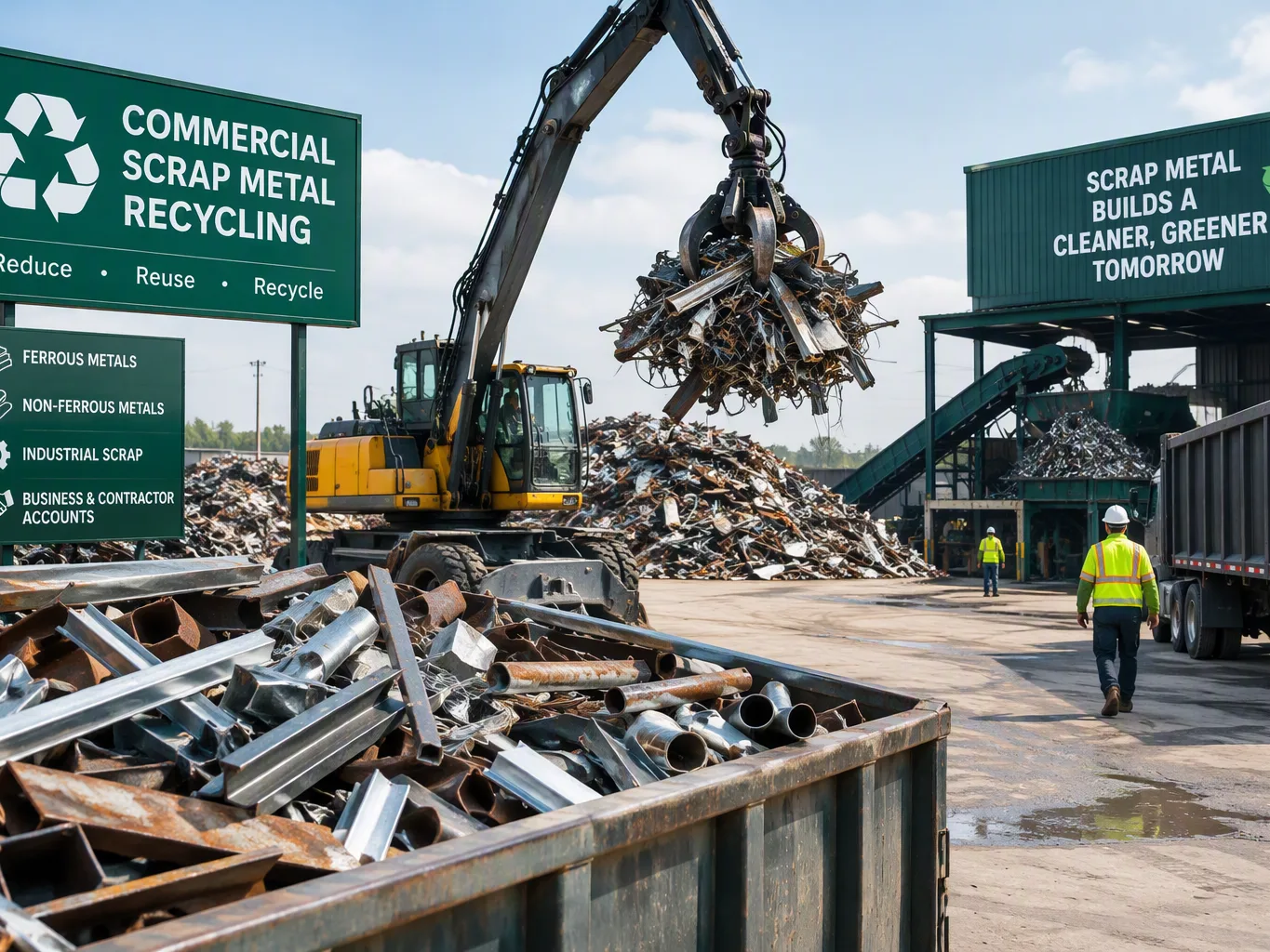 A scrap metal purchaser working on a residential commercial scrap metal recycling job — mid-task, hands, tools and the work itself in sharp focus, the rest of the space softly out of focus